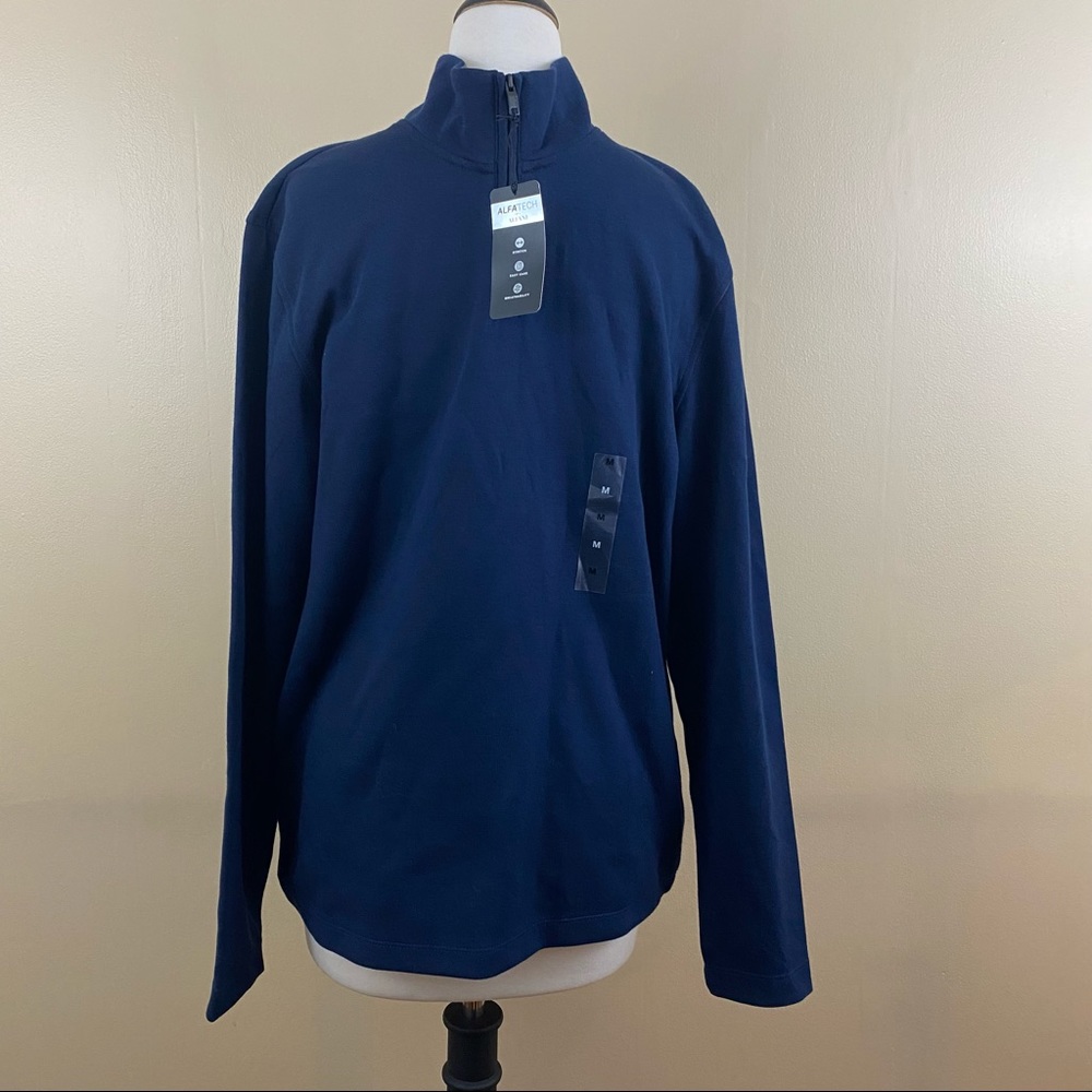 Men’s Alfani 1/4 zip stretch pullover, navy blue, size M
